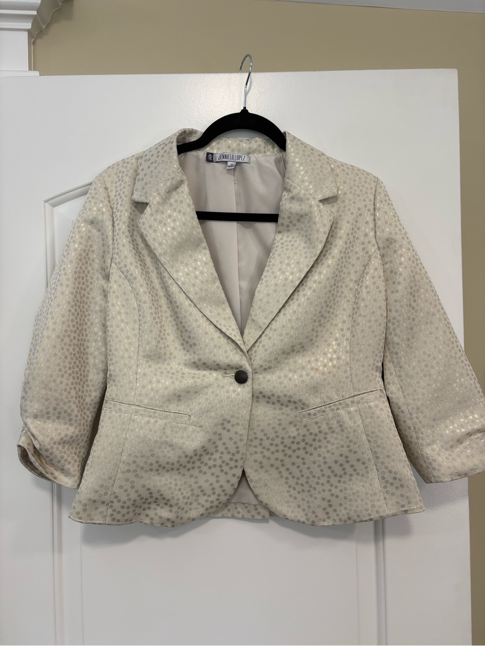 Jennifer Lopez Cream Blazer with Silver Dot Accents
